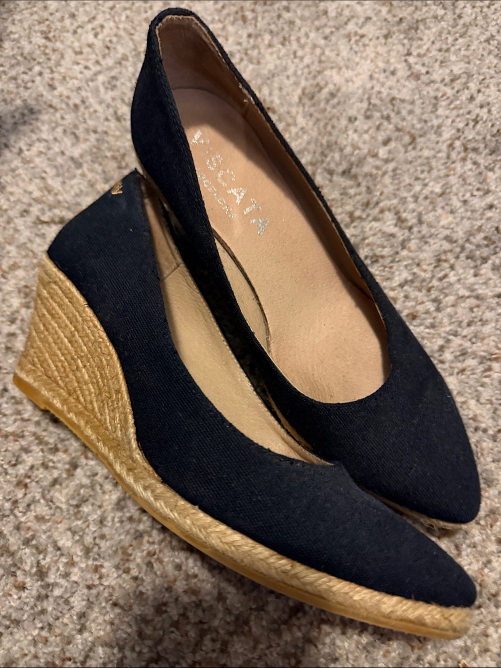 Black Espadrille Wedge Pumps - Women